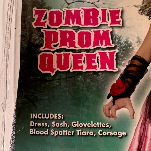 Spirit Halloween Zombie Prom Queen Girls Costume Large 10-12 Set Different Tiara - Picture 3 of 5